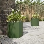 vidaXL Jardiniere grădină 2 buc. verde 46x40x45 cm oțel hexagonală