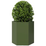 vidaXL Jardiniere grădină 2 buc. verde 46x40x45 cm oțel hexagonală