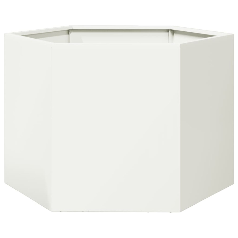 vidaXL Jardinieră de grădină alb 69x60x45 cm oțel hexagonal