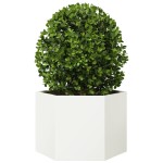 vidaXL Jardinieră de grădină alb 69x60x45 cm oțel hexagonal