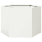 vidaXL Jardinieră de grădină alb 69x60x45 cm oțel hexagonal