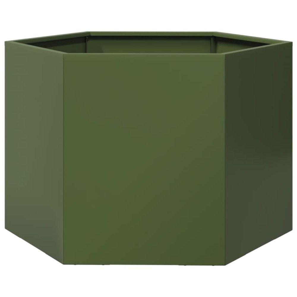 vidaXL Jardinieră grădină verde măsliniu 69x60x45 cm oțel hexagonal