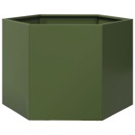 vidaXL Jardinieră grădină verde măsliniu 69x60x45 cm oțel hexagonal vidaXL Jardinieră grădină verde măsliniu 69x60x45 cm oțel hexagonal
