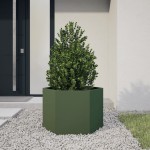 vidaXL Jardinieră grădină verde măsliniu 69x60x45 cm oțel hexagonal vidaXL Jardinieră grădină verde măsliniu 69x60x45 cm oțel hexagonal