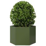 vidaXL Jardinieră grădină verde măsliniu 69x60x45 cm oțel hexagonal vidaXL Jardinieră grădină verde măsliniu 69x60x45 cm oțel hexagonal