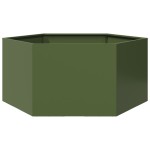 vidaXL Jardinieră grădină verde măsliniu 104x90x45 cm oțel hexagonal vidaXL Jardinieră grădină verde măsliniu 104x90x45 cm oțel hexagonal