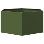 vidaXL Jardinieră grădină verde măsliniu 104x90x45 cm oțel hexagonal vidaXL Jardinieră grădină verde măsliniu 104x90x45 cm oțel hexagonal
