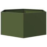 vidaXL Jardinieră grădină verde măsliniu 104x90x45 cm oțel hexagonal vidaXL Jardinieră grădină verde măsliniu 104x90x45 cm oțel hexagonal