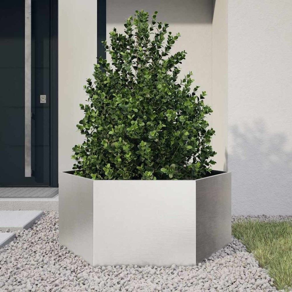 vidaXL Jardinieră de grădină 104x90x45 cm oțel inoxidabil hexagonal