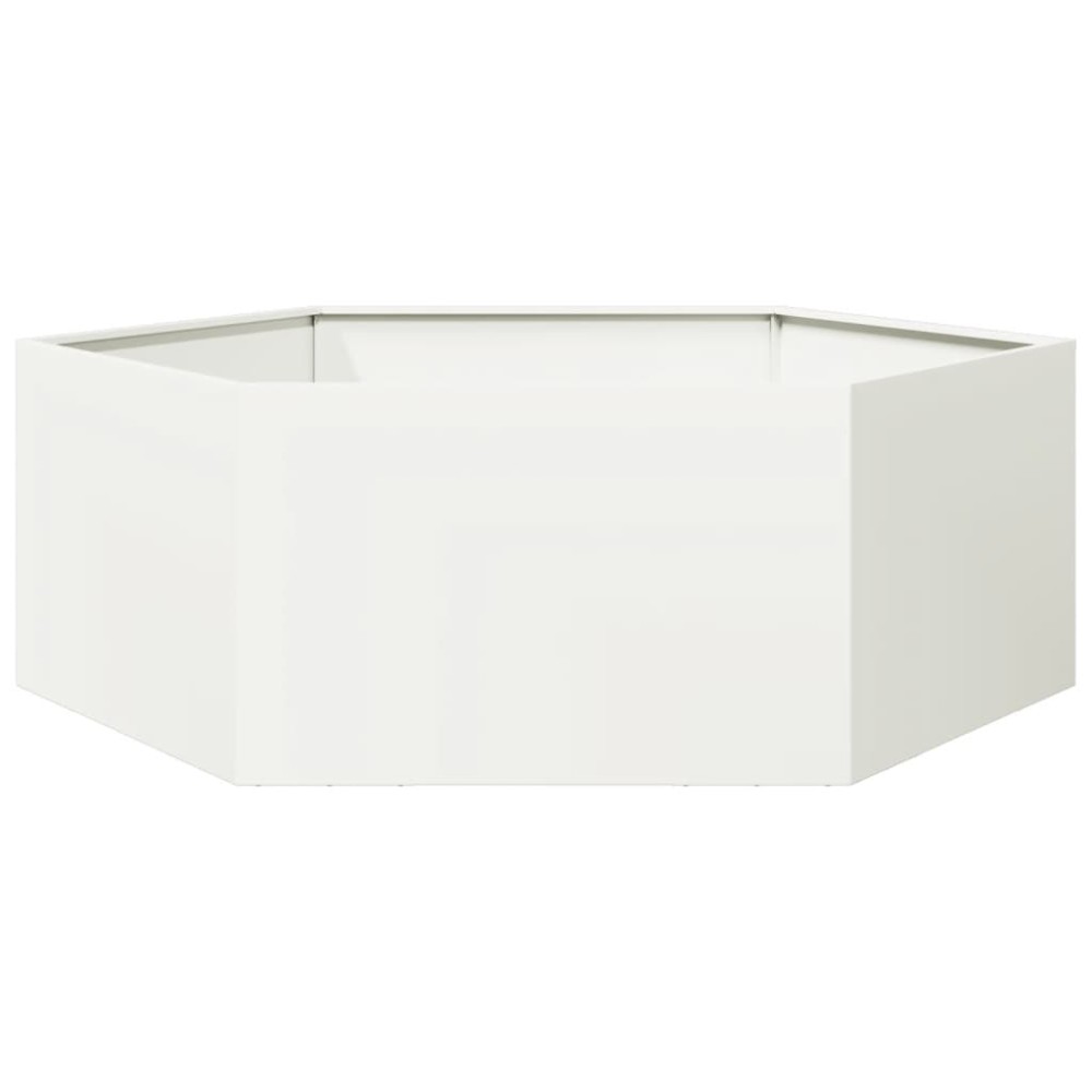 vidaXL Jardinieră de grădină alb 138x120x45 cm oțel hexagonal