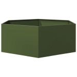 vidaXL Jardinieră grădină verde măsliniu 138x120x45 cm oțel hexagonal vidaXL Jardinieră grădină verde măsliniu 138x120x45 cm oțel hexagonal