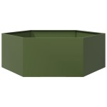 vidaXL Jardinieră grădină verde măsliniu 138x120x45 cm oțel hexagonal vidaXL Jardinieră grădină verde măsliniu 138x120x45 cm oțel hexagonal