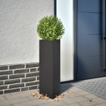 vidaXL Jardiniere grădină, 2 buc., negru, 30x26x75 cm, oțel, triunghi