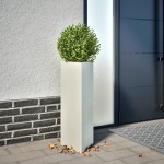 vidaXL Jardiniere grădină, 2 buc., alb, 30x26x75 cm, oțel, triunghi