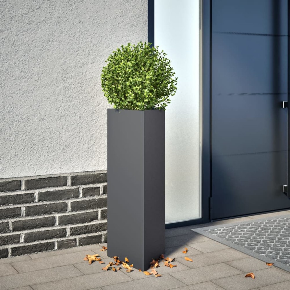 vidaXL Jardiniere grădină, 2 buc. antracit 30x26x75 cm oțel triunghi