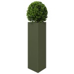 vidaXL Jardiniere grădină, 2 buc., verde, 30x26x75 cm, oțel, triunghi