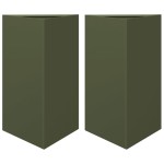 vidaXL Jardiniere grădină, 2 buc., verde, 50x43x75 cm, oțel, triunghi vidaXL Jardiniere grădină, 2 buc., verde, 50x43x75 cm, oțel, triunghi