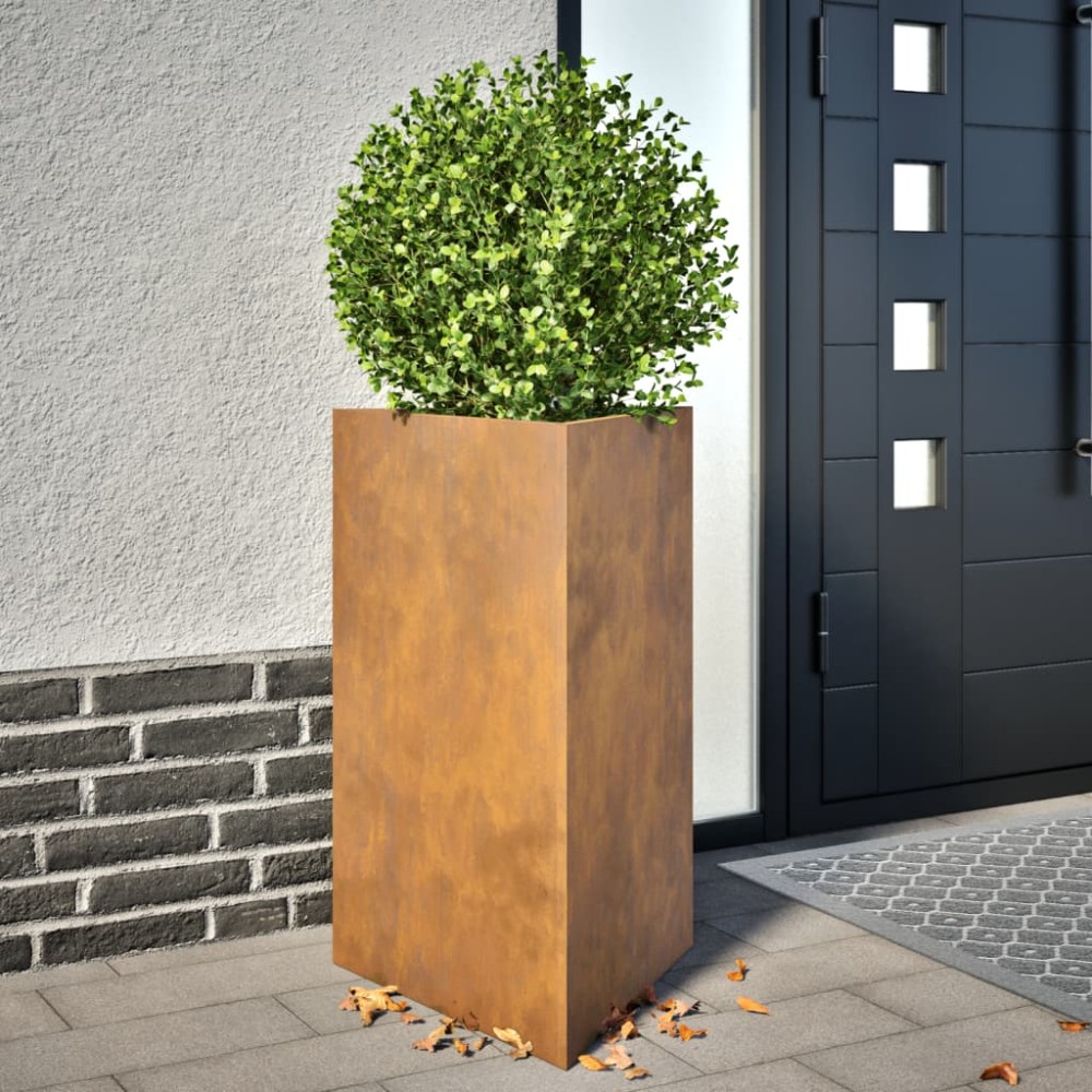 vidaXL Jardiniere de grădină 2 buc Triunghiular Oțel pentru intemperii