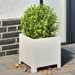 vidaXL Jardiniere de grădină, 2 buc., alb, 30x30x30 cm, oțel vidaXL Jardiniere de grădină, 2 buc., alb, 30x30x30 cm, oțel