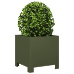 vidaXL Jardinieră de grădină, verde măsliniu, 30x30x30 cm, oțel vidaXL Jardinieră de grădină, verde măsliniu, 30x30x30 cm, oțel