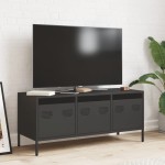 vidaXL Dulap TV, negru, 101,5x39x43,5 cm, oțel laminat la rece