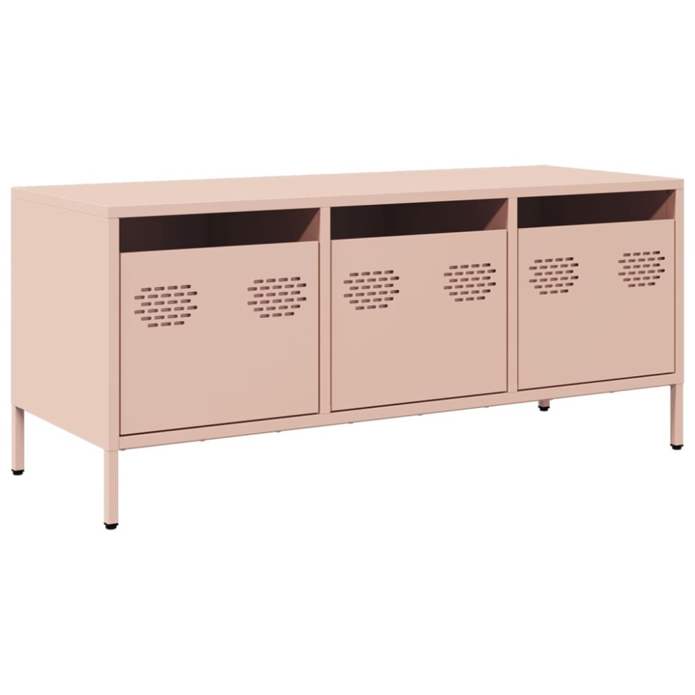 vidaXL Dulap TV, roz, 101,5x39x43,5 cm, oțel laminat la rece