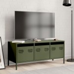 vidaXL Dulap TV, verde măsliniu, 101,5x39x43,5cm, oțel laminat la rece vidaXL Dulap TV, verde măsliniu, 101,5x39x43,5cm, oțel laminat la rece