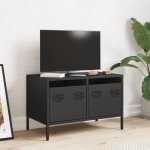 vidaXL Dulap TV, negru, 68x39x43,5 cm, oțel laminat la rece vidaXL Dulap TV, negru, 68x39x43,5 cm, oțel laminat la rece