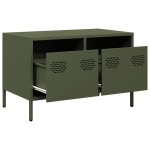 vidaXL Dulap TV, verde măsliniu, 68x39x43,5 cm, oțel laminat la rece vidaXL Dulap TV, verde măsliniu, 68x39x43,5 cm, oțel laminat la rece