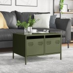 vidaXL Dulap TV, verde măsliniu, 68x50x43,5 cm, oțel laminat la rece vidaXL Dulap TV, verde măsliniu, 68x50x43,5 cm, oțel laminat la rece