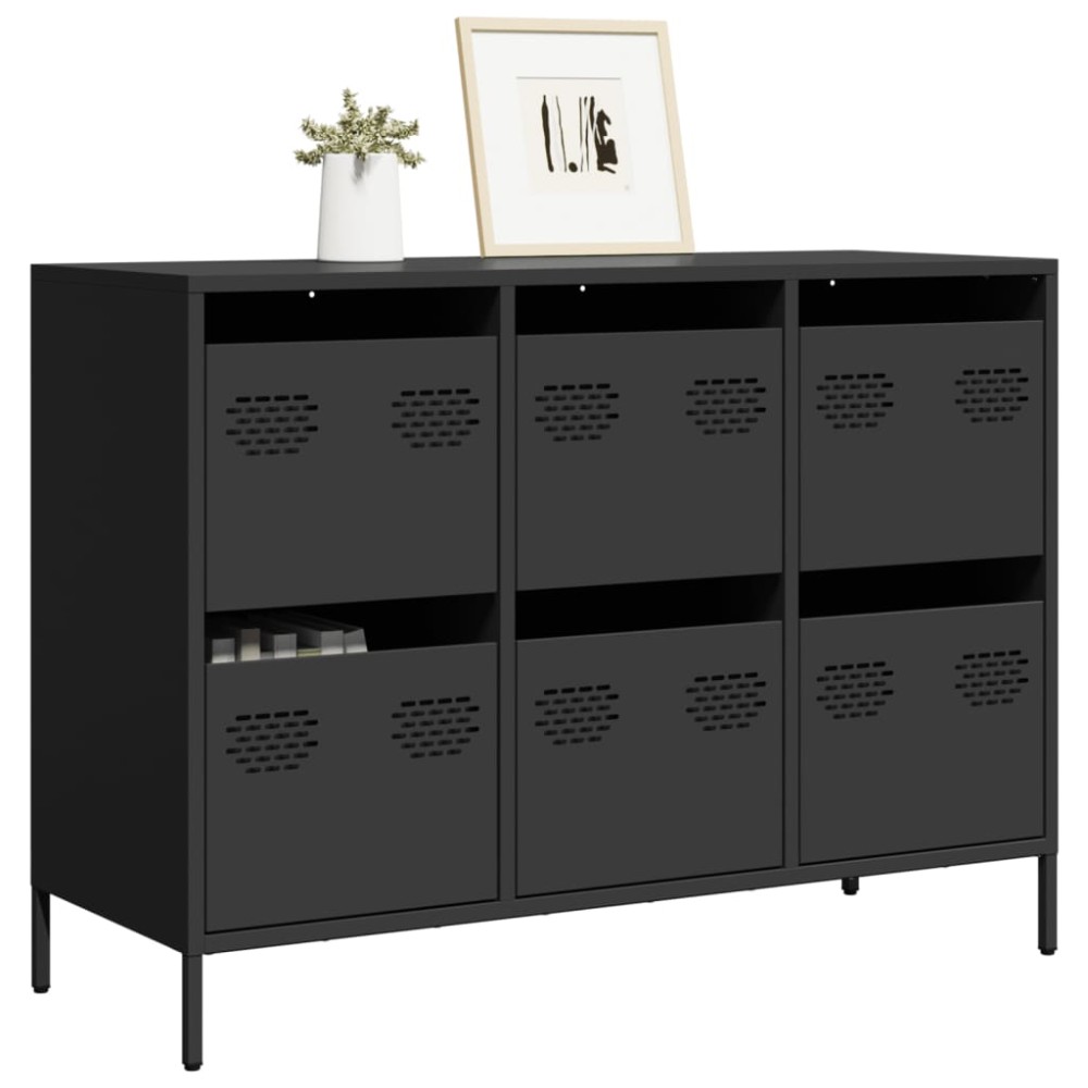 vidaXL Dulap, negru, 101,5x39x73,5 cm, oțel laminat la rece