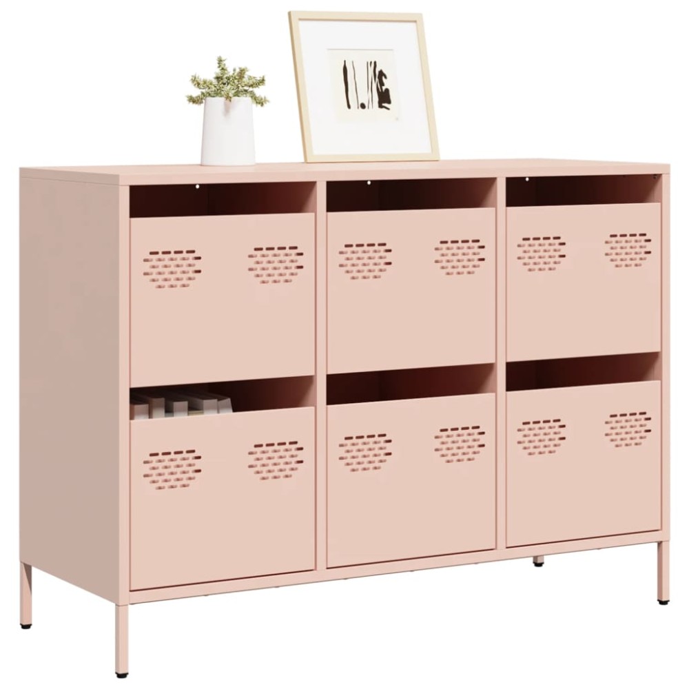 vidaXL Dulap, roz, 101,5x39x73,5 cm, oțel laminat la rece