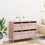 vidaXL Dulap, roz, 101,5x39x73,5 cm, oțel laminat la rece