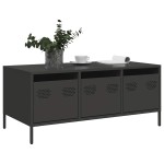 vidaXL Măsuță de cafea, negru, 101,5x50x43,5 cm, oțel laminat la rece