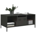 vidaXL Măsuță de cafea, negru, 101,5x50x43,5 cm, oțel laminat la rece vidaXL Măsuță de cafea, negru, 101,5x50x43,5 cm, oțel laminat la rece
