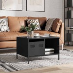 vidaXL Măsuță de cafea, negru, 68,5x50x43,5 cm, oțel laminat la rece vidaXL Măsuță de cafea, negru, 68,5x50x43,5 cm, oțel laminat la rece