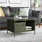 vidaXL Măsuță cafea verde măsliniu 68,5x50x43,5cm oțel laminat la rece vidaXL Măsuță cafea verde măsliniu 68,5x50x43,5cm oțel laminat la rece