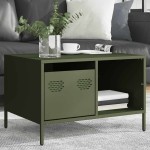 vidaXL Măsuță cafea verde măsliniu 68,5x50x43,5cm oțel laminat la rece vidaXL Măsuță cafea verde măsliniu 68,5x50x43,5cm oțel laminat la rece