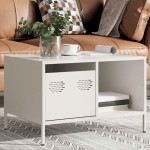 vidaXL Măsuță de cafea, alb, 68,5x50x43,5 cm, oțel laminat la rece