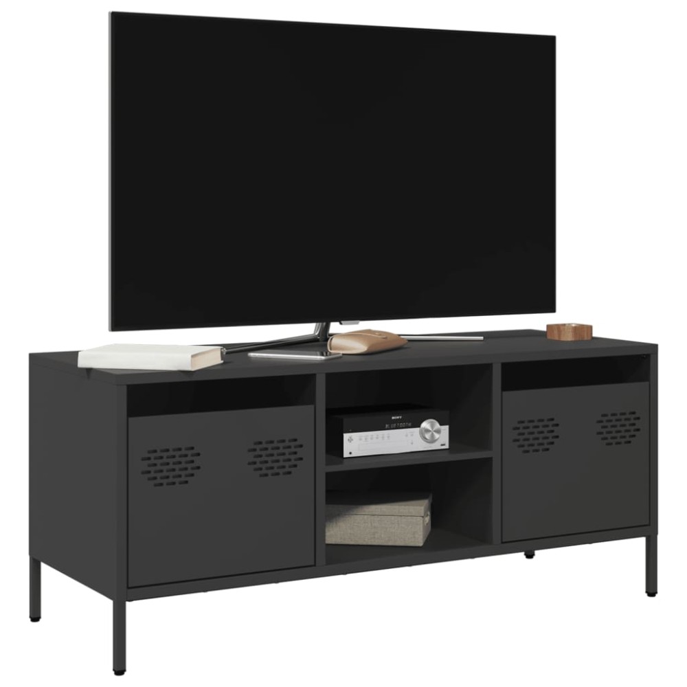 vidaXL Dulap TV, negru, 101,5x39x43,5 cm, oțel laminat la rece