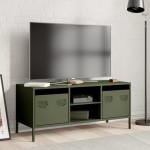 vidaXL Dulap TV, verde măsliniu, 101,5x39x43,5cm, oțel laminat la rece vidaXL Dulap TV, verde măsliniu, 101,5x39x43,5cm, oțel laminat la rece