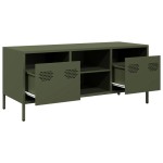 vidaXL Dulap TV, verde măsliniu, 101,5x39x43,5cm, oțel laminat la rece vidaXL Dulap TV, verde măsliniu, 101,5x39x43,5cm, oțel laminat la rece