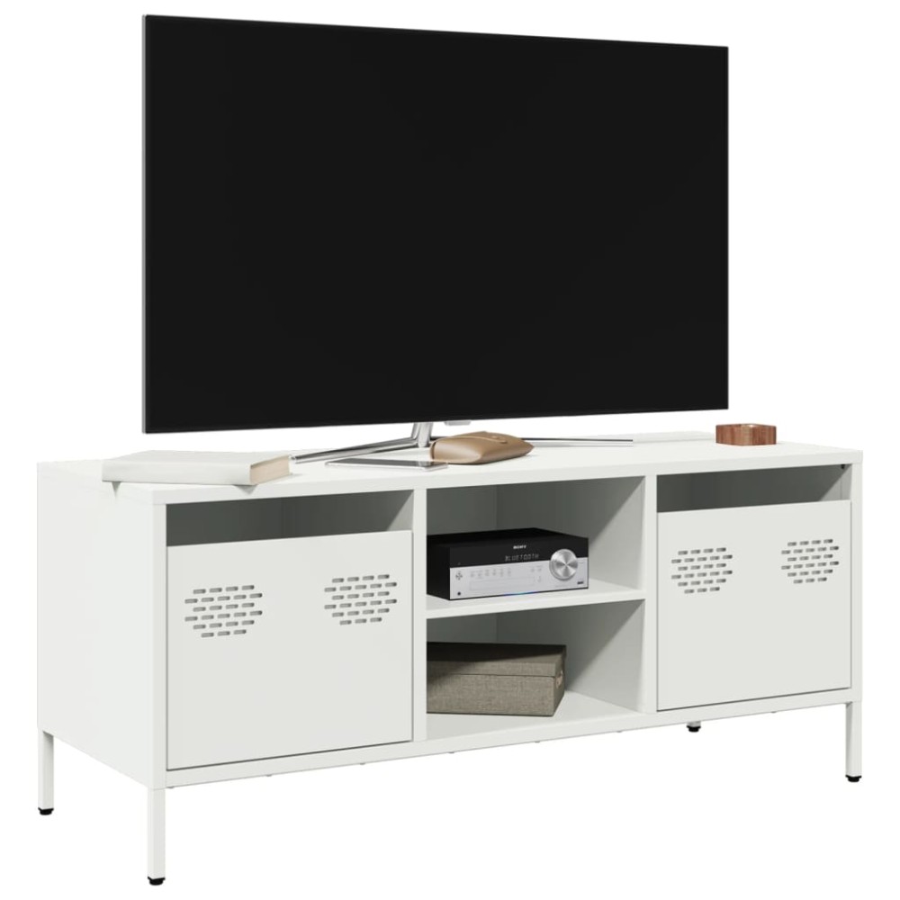 vidaXL Dulap TV, alb, 101,5x39x43,5 cm, oțel laminat la rece