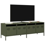 vidaXL Dulap TV, verde măsliniu, 135x39x43,5 cm, oțel laminat la rece vidaXL Dulap TV, verde măsliniu, 135x39x43,5 cm, oțel laminat la rece