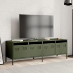 vidaXL Dulap TV, verde măsliniu, 135x39x43,5 cm, oțel laminat la rece vidaXL Dulap TV, verde măsliniu, 135x39x43,5 cm, oțel laminat la rece
