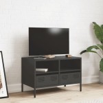 vidaXL Dulap TV, negru, 68x39x43,5 cm, oțel laminat la rece vidaXL Dulap TV, negru, 68x39x43,5 cm, oțel laminat la rece