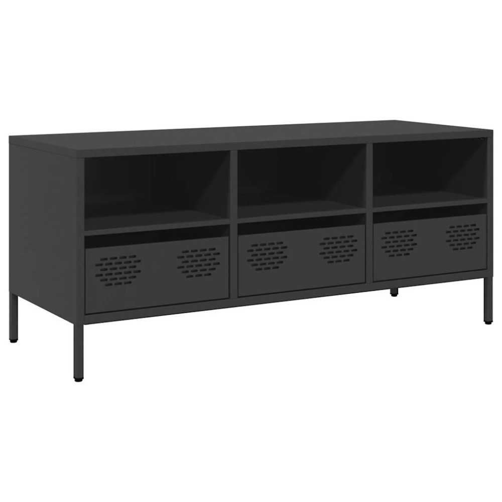 vidaXL Dulap TV, negru, 101,5x39x43,5 cm, oțel laminat la rece