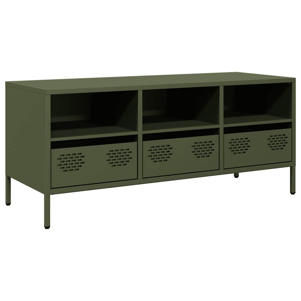 vidaXL Dulap TV, verde măsliniu, 101,5x39x43,5cm, oțel laminat la rece