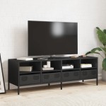 vidaXL Dulap TV, negru, 135x39x43,5 cm, oțel laminat la rece