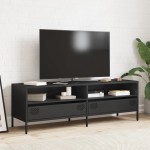 vidaXL Dulap TV, negru, 135x39x43,5 cm, oțel laminat la rece